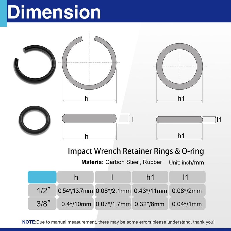 Usdrwam 16 Sets Impact Retaining Rings and O-Rings Kit, 1/2" & 3/8" Friction Rings for Milwaukee Electric and Pneumatic Impact Wrenches, Anvil Install Tool Included - Image 3